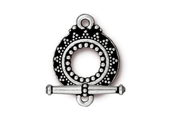 TierraCast Antiqued Silver Plated Toggle Clasp, Cast, Bali Style (Each)