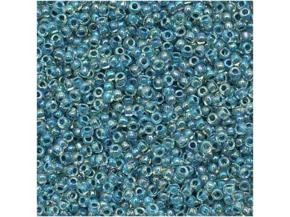 TOHO Glass Seed Bead, Size 15, 1.5mm, Inside-Color Rainbow Crystal/Montana Blue-Lined (Tube)