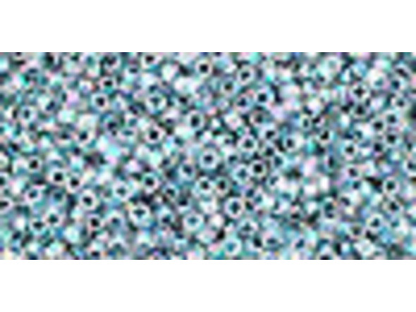 TOHO Glass Seed Bead, Size 15, 1.5mm, Inside-Color Rainbow Crystal/Montana Blue-Lined (Tube)