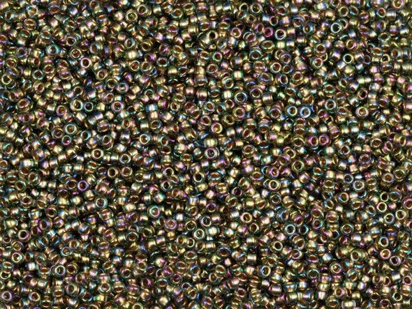 TOHO Glass Seed Bead, Size 15, 1.5mm, Gold-Lined Rainbow Black Diamond (Tube)