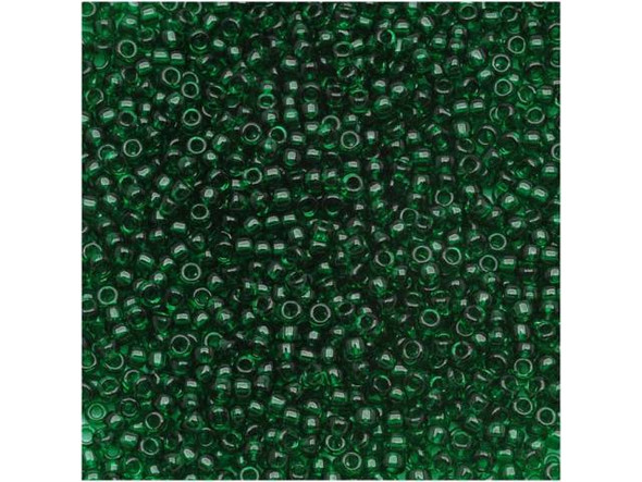 TOHO Glass Seed Bead, Size 15, 1.5mm, Transparent Green Emerald (Tube)