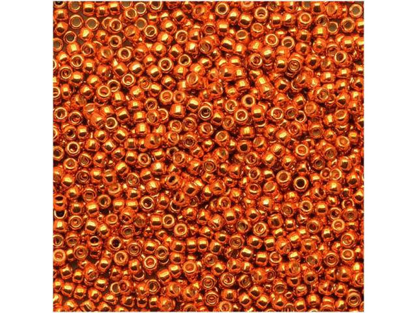TOHO Glass Seed Bead, Size 15, 1.5mm, PermaFinish - Galvanized Saffron (Tube)