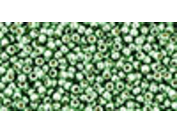 TOHO Glass Seed Bead, Size 15, 1.5mm, PermaFinish - Galvanized Mint Green (Tube)