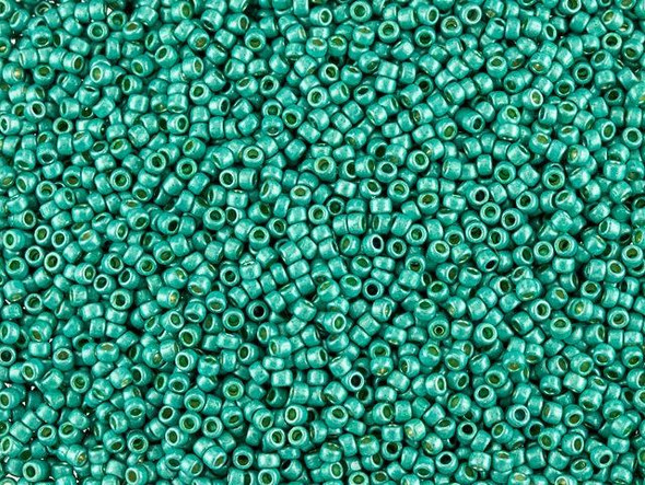 TOHO Glass Seed Bead, Size 15, 1.5mm, PermaFinish - Frosted Galvanized Turquoise (Tube)