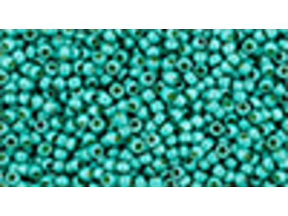 TOHO Glass Seed Bead, Size 15, 1.5mm, PermaFinish - Frosted Galvanized Turquoise (Tube)