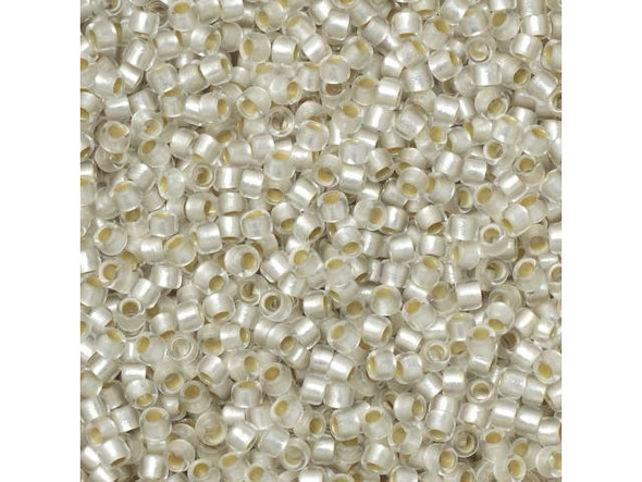 TOHO Glass Seed Bead, Size 15, 1.5mm, PermaFinish - Silver-Lined Frosted Crystal (Tube)
