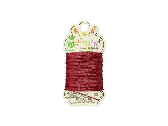 Let amazing color fill your designs with this TOHO Amiet beading thread. TOHO's Amiet thread can be used with beads that are size 11/0 and larger. This 100% polyester thread can be threaded without using a needle thanks to the thin, sturdy texture. Use it in thread-wrapping, knot it, use it as the foundation for your stringing projects, and more. It's great for crochet, micro-macrame, and kumihimo designs, too. It features an irresistible red color.