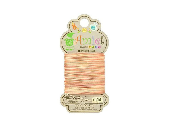 TOHO Amiet Beading Thread, Fine Peach Variegated (20 Meters/22 Yards)