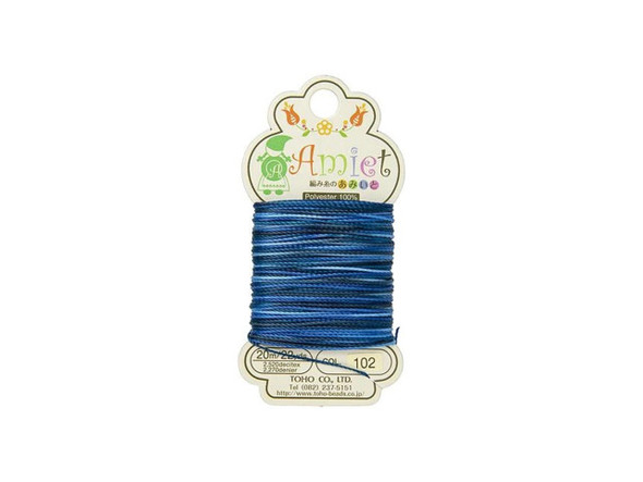 TOHO Amiet Beading Thread, Blue Variegated (20 Meters/22 Yards)