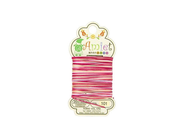 TOHO Amiet Beading Thread, Pink Variegated (20 Meters/22 Yards)