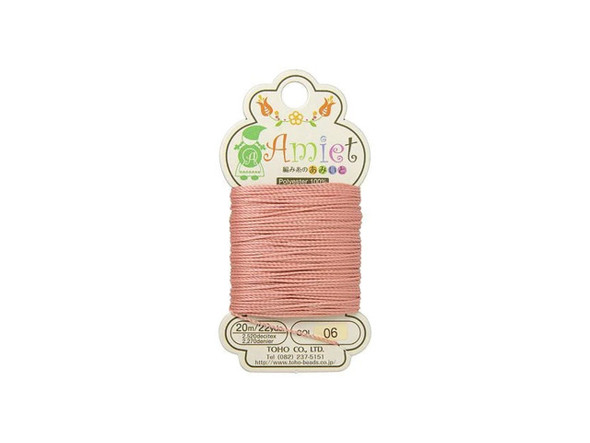 Get your designs off to a sweet start with this TOHO Amiet beading thread. TOHO's Amiet thread can be used with beads that are size 11/0 and larger. This 100% polyester thread can be threaded without using a needle thanks to the thin, sturdy texture. Use it in thread-wrapping, knot it, use it as the foundation for your stringing projects, and more. It's great for crochet, micro-macrame, and kumihimo designs, too. It features salmon pink color.