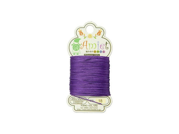 Put a purple touch on any project with this TOHO Amiet beading thread. TOHO's Amiet thread can be used with beads that are size 11/0 and larger. This 100% polyester thread can be threaded without using a needle thanks to the thin, sturdy texture. Use it in thread-wrapping, knot it, use it as the foundation for your stringing projects, and more. It's great for crochet, micro-macrame, and kumihimo designs, too.