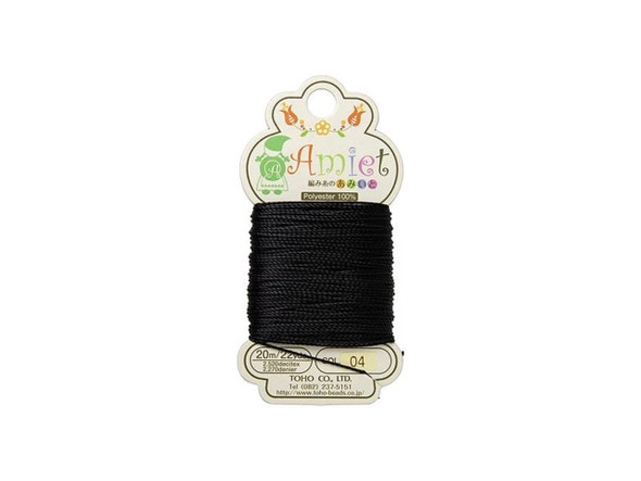 Stand out in your sytle with this TOHO Amiet beading thread. TOHO's Amiet thread can be used with beads that are size 11/0 and larger. This 100% polyester thread can be threaded without using a needle thanks to the thin, sturdy texture. Use it in thread-wrapping, knot it, use it as the foundation for your stringing projects, and more. It's great for crochet, micro-macrame, and kumihimo designs, too. It features a bold black color.