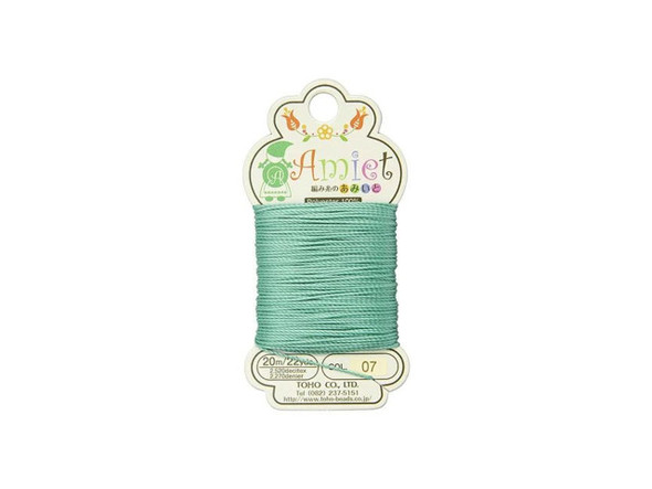 Use a refreshing teal color as the foundation of your designs with this TOHO Amiet beading thread. TOHO's Amiet thread can be used with beads that are size 11/0 and larger. This 100% polyester thread can be threaded without using a needle thanks to the thin, sturdy texture. Use it in thread-wrapping, knot it, use it as the foundation for your stringing projects, and more. It's great for crochet, micro-macrame, and kumihimo designs, too.