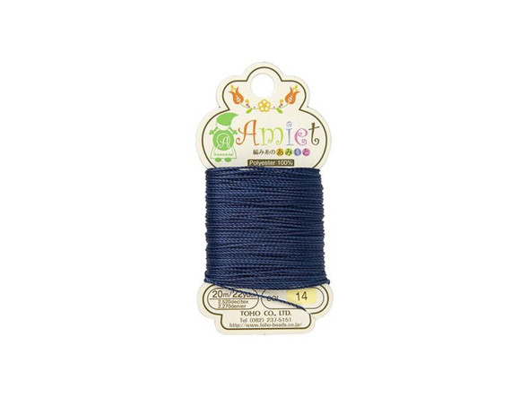 Start your designs with some color using this TOHO Amiet beading thread. TOHO's Amiet thread can be used with beads that are size 11/0 and larger. This 100% polyester thread can be threaded without using a needle thanks to the thin, sturdy texture. Use it in thread-wrapping, knot it, use it as the foundation for your stringing projects, and more. It's great for crochet, micro-macrame, and kumihimo designs, too. It features a lovely navy blue color.