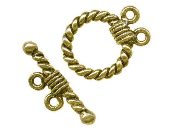 Antiqued Gold Plated Toggle Clasp, Cast, 2-Strand (10 Pieces)