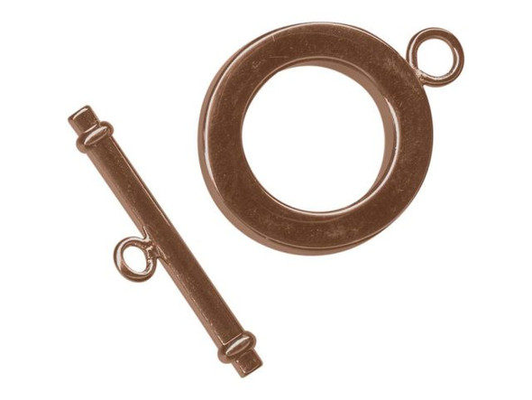   These bar and ring sets can be clasped with one hand making  them ideal for bracelets and watches.    Please note: The last few beads you put near the clasp should  be small, to make sure the bar will go all the way through  the ring (making the clasp easier to close).    Size listed is outside diameter of the ring (excluding its  loop) and the length of the bar. Price is per set, rather than per  piece.      Toggle Clasps and Bracelets    It's true! Toggles can be clasped with one hand, so they are good  for bracelets, including watch bracelets. Here's a hint to help  make sure no one loses one of your creations: When using toggle  clasps for bracelets, the bracelet must fit the customer fairly  well. If the bracelet is too loose, a short toggle bar might wiggle  itself out of its loop. Longer bars can help solve the  problem, but won't eliminate it. To size your bracelets to your  customers' wrists you might want to use a few chain links at the  end, between the clasp and the last beads. Then you can remove or  add links at the time of sale. Or if you really have a good thing  going, make 6.5", 7", and 8" versions of your best-selling patterns  and colors of bracelets.  See Related Products links (below) for similar items and additional jewelry-making supplies that are often used with this item.