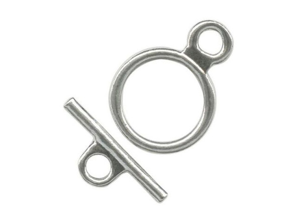 White Plated Toggle Clasp, Cast, 15mm (gross)