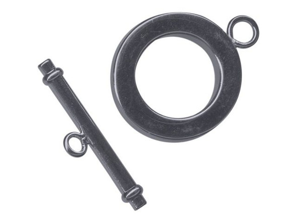 Gunmetal Toggle Clasp, Round, 20mm (12 Pieces)