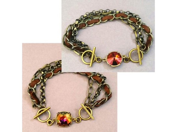   These bar and ring sets can be clasped with one hand making  them ideal for bracelets and watches.    Please note: The last few beads you put near the clasp should  be small, to make sure the bar will go all the way through  the ring (making the clasp easier to close).    Size listed is outside diameter of the ring (excluding its  loop) and the length of the bar. Price is per set, rather than per  piece.      Toggle Clasps and Bracelets    It's true! Toggles can be clasped with one hand, so they are good  for bracelets, including watch bracelets. Here's a hint to help  make sure no one loses one of your creations: When using toggle  clasps for bracelets, the bracelet must fit the customer fairly  well. If the bracelet is too loose, a short toggle bar might wiggle  itself out of its loop. Longer bars can help solve the  problem, but won't eliminate it. To size your bracelets to your  customers' wrists you might want to use a few chain links at the  end, between the clasp and the last beads. Then you can remove or  add links at the time of sale. Or if you really have a good thing  going, make 6.5", 7", and 8" versions of your best-selling patterns  and colors of bracelets.  See Related Products links (below) for similar items and additional jewelry-making supplies that are often used with this item.