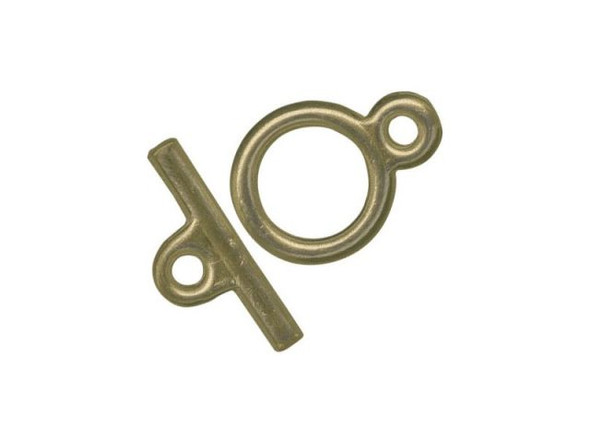 Tiny Toggle Clasp, 9.5mm - Antiqued Brass Plated (gross)