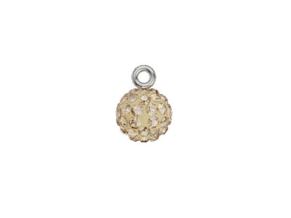 Keep your designs cute with this PRESTIGE Crystal Components charm. This little dangle is part of the PRESTIGE Crystal Components Cutie Cutes line, a charming and playful collection of crystal combinations that will bring a touch of joy to your jewelry designs. Each one tells a story and becomes an emoji all of its own within your projects. It's the perfect way to create meaningful styles. This charm features a pave ball style encrusted with crystal rhinestones. Use the loop at the top to add this charm to your designs.