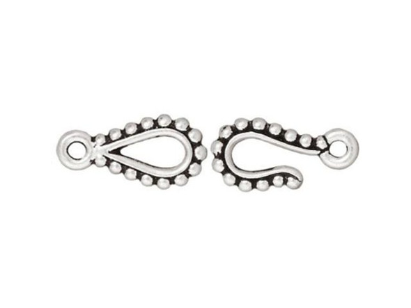 TierraCast Antiqued Silver Plated Clasp, Cast, Beaded Hook & Eye (ten)