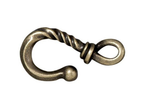TierraCast Twisted 12x24mm Hook - Antiqued Brass Plated (Each)