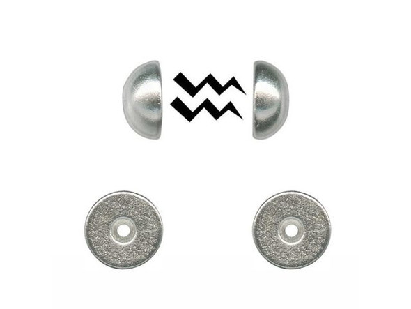 MAG-LOK White Brass Magnetic Jewelry Clasp, Round, Hidden Knot, 6.5mm (12 Pieces)