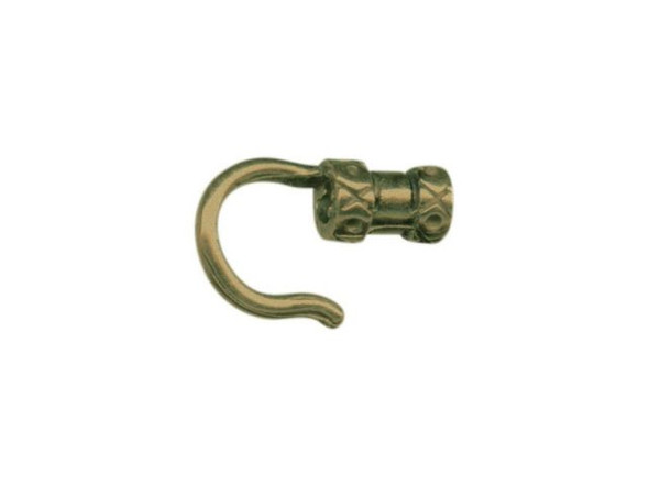 JBB Findings Antiqued Brass Plated Center-Crimp Tube with Hook, 2.2mm I.D. (Each)