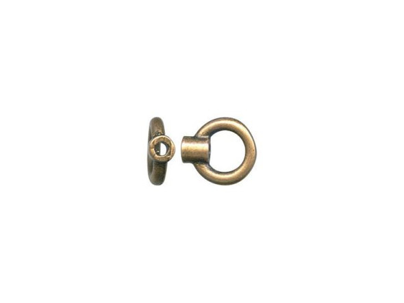 JBB Findings Antiqued Brass Plated Crimp End with Loop, 0.8mm I.D. (10 Pieces)