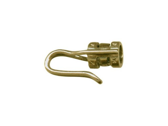 JBB Findings Antiqued Brass Plated Center-Crimp Tube with Hook, 3.8mm I.D. (Each)