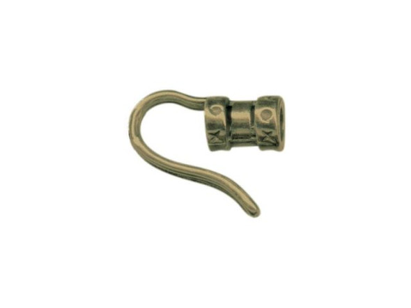 JBB Findings Antiqued Brass Plated Center-Crimp Tube with Hook, 2.8mm I.D. (Each)