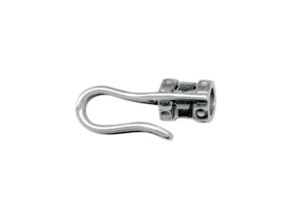 JBB Findings Silver Plated Center-Crimp Tube with Hook, 3.3mm I.D. (Each)