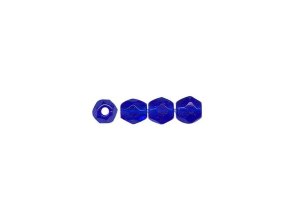 3mm Round Fire-Polish Czech Glass Bead - Cobalt (Strand)