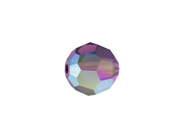 Displaying a classic round shape and multiple facets, this bead can be added to any project for a burst of sparkle. The simple yet elegant style makes this bead an excellent supply to have on hand, because you can use it nearly anywhere. This eye-catching bead features a rich purple color with an iridescent finish that adds rainbow tones.Sold in increments of 6