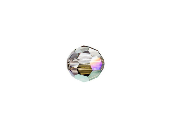 Create colorful sparkle within your designs using the PRESTIGE Crystal Components 5000 6mm faceted round in Crystal Iridescent Green. Displaying a classic round shape and multiple facets, these beads can be added to any project for a burst of sparkle. The simple yet elegant style makes this bead an excellent supply to have on hand, because you can use them nearly anywhere. This mysterious mix of blue and green is made complete with a subtle metallic sheen, for an irresistible glam look.Sold in increments of 12