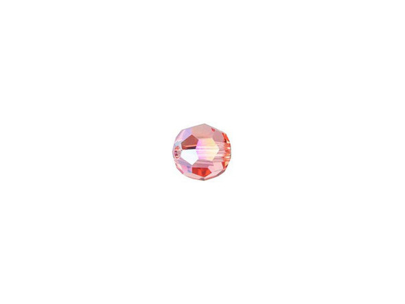 Give any design some pizzazz with this PRESTIGE Crystal Components faceted round bead. Displaying a classic round shape and multiple facets, this bead can be added to any project for a burst of sparkle. The simple yet elegant style makes this bead an excellent supply to have on hand, because you can use it nearly anywhere. This small bead makes a great spacer. The shimmer effect is a special coating specifically designed to capture movement. This effect adds brilliance, color vibrancy, and unique light refraction. This crystal features a peachy pink color with a wonderful iridescent gleam.Sold in increments of 12