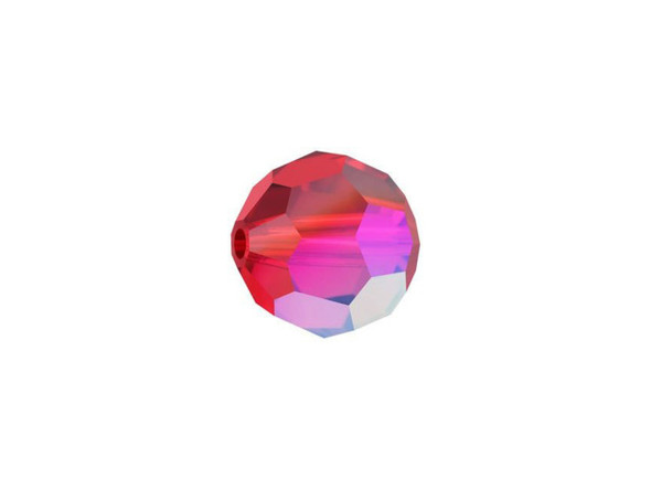 Displaying a classic round shape and multiple facets, this bead can be added to any project for a burst of sparkle. The simple yet elegant style makes this bead an excellent supply to have on hand, because you can use it nearly anywhere. This eye-catching bead features a regal red color with an iridescent finish that adds rainbow tones.Sold in increments of 6