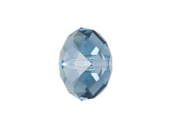 Add a calming shade and plenty of sparkle to your designs with this 18mm Briolette bead in Denim Blue from PRESTIGE Crystal Components. The bead resembles a roundel with sparkling diamond-shaped facets. Use it with other crystal colors in a necklace or bracelet and try combining it with sterling silver beads.