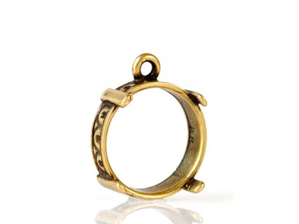 Pendant Bezel Setting, 1 Loop, 12mm I.D. - Antiqued Brass Plated #41-878-02-12-6