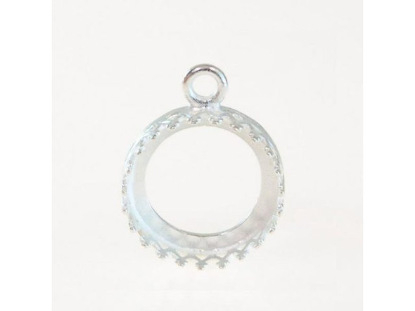 JBB Findings Silver Plated Pendant Bezel Setting, 1 Loop, 12mm I.D. (Each)