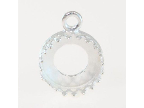 Pendant Bezel Setting, 1 Loop, 10mm I.D., Silver Plated (Each)