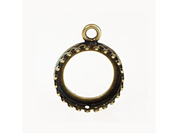 Pendant Bezel Setting, 1 Loop, 12mm I.D. - Antiqued Brass Plated (Each)