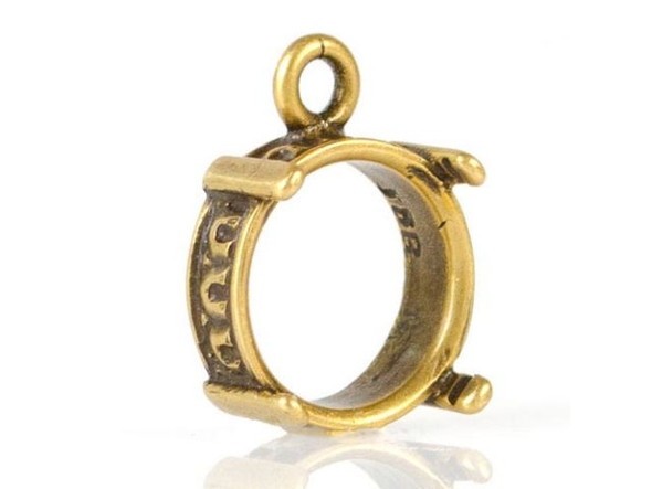 Pendant Bezel Setting, 1 Loop, 10mm I.D., Antiqued Brass Plated #41-878-02-10-6