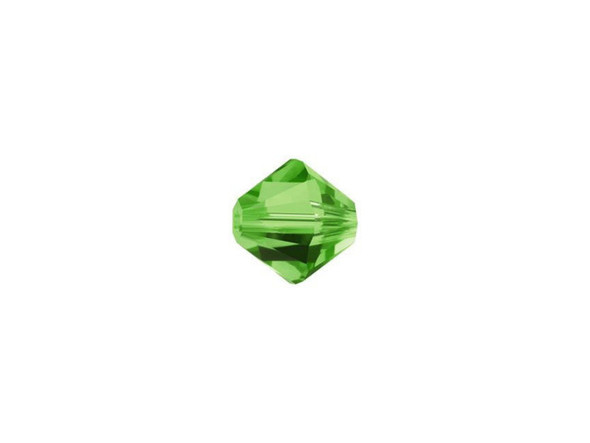 Add a fresh spring green to your designs with this 6mm Fern Green Bicone bead from PRESTIGE Crystal Components. This soothing shade will work well for a variety of bracelet, necklace, or earrings designs. The size of this bead also makes it a versatile bead to add to your collection. The cut features meticulously-cut facets that alternate in size.Sold in increments of 12