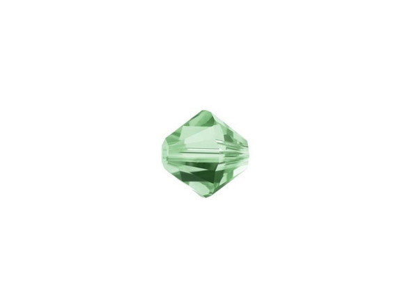 This PRESTIGE Crystal Components crystal Bicone bead in Erinite will allow you to add sparkle and color to your designs at the same time. It is a light shade of green that matches well with pastels. Try it with light pink and silver floral beads for a classic look. The innovative cut features brilliant facets for added sparkle. This design is sure to be a fabulous addition to your designs.Sold in increments of 12