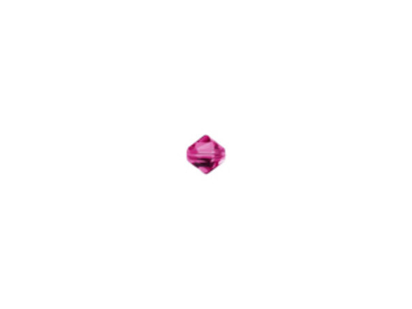Use this stunning PRESTIGE Crystal Components 5328 4mm cut Bicone in Fuchsia to create a stunning piece of jewelry with a slightly feminine touch. The deep pink of this crystal makes it perfect for adding a splash of color to any jewelry design. Use this small crystal as the focal piece in your earring designs, or string a few together for a beautiful floating necklace. Pair it with lighter pinks and purples, or use a more neutral accent color for a more subtly chic piece. The innovative cut features alternating large and small facets. This patented cut is bursting with captivating brilliance and will provide you with gorgeous results.Sold in increments of 24