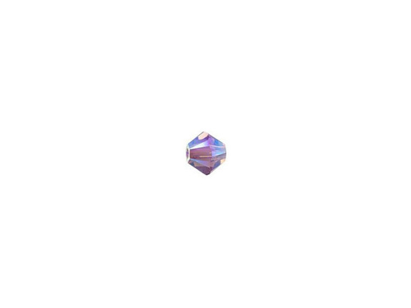 Create eye-catching style with this PRESTIGE Crystal Components bead. This bead features the popular Bicone shape that tapers at both ends, much like a diamond. The multiple facets cut into the surface of the crystal create a sparkling effect that is sure to catch the eye. This crystal features a beautiful shade of purple between Amethyst and Light Amethyst, for a perfectly soft and majestic hue. It's great for floral and spring-inspired designs. It also features an iridescent Aurora Borealis effect.Sold in increments of 24