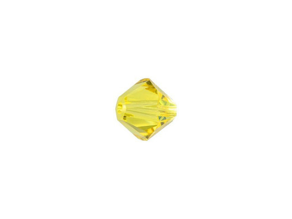 Add touches of sweet yellow sparkle to your styles with this PRESTIGE Crystal Components Bicone. This bead features the popular Bicone shape that tapers at both ends, much like a diamond. The multiple facets cut into the surface of the crystal create a sparkling effect that is sure to catch the eye. This bead is versatile in size, so you can use it in necklaces, bracelets, and earrings.Sold in increments of 12